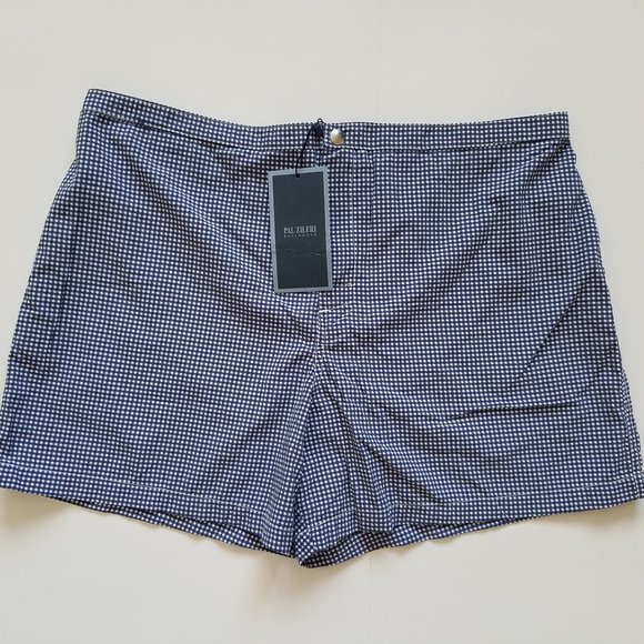NWT Men's Pal Zileri Blue Checked Swim Trunks Swim Shorts Swimwear Size 54 - Picture 1 of 10